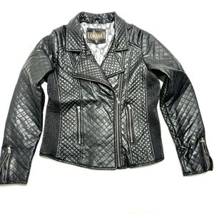 Cirana Jacket Size Youth XL Black Faux Vegan‎ Leather Full Zip Long Sleeve YXL